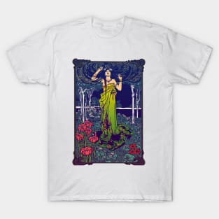 Art Nouveau Lady (green) T-Shirt